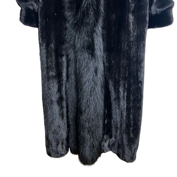 NWT The Caitlin Black Mink Maxi Coat with Fox Tuxedo Collar 52” - Picture 10 of 16